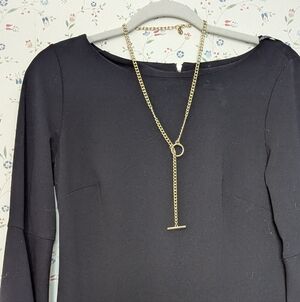 Graziano Goldtone Necklace Toggle Clasp Brutalist Metal